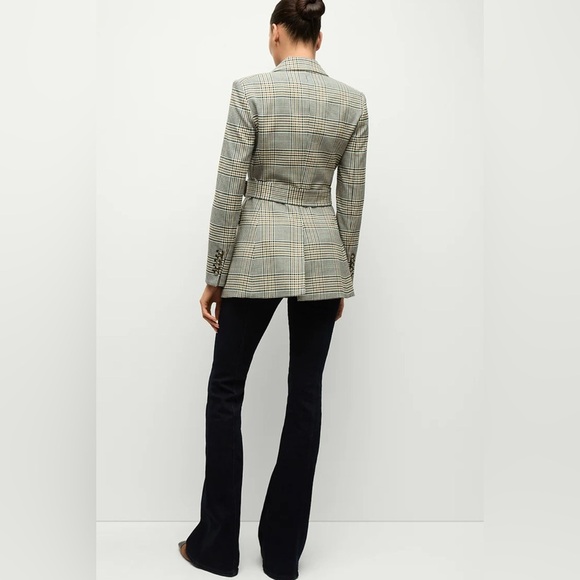 Veronica Beard Ryanne Belted Plaid Dickey Jacket ecru green multi NWT - Picture 4 of 11